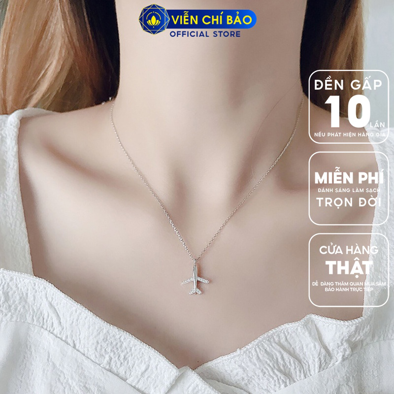 Dây chuyền bạc nữ Hình máy bay vòng cổ đẹp đính đá bạc 925 thời trang phụ kiện trang sức nữ Viễn Chí Bảo D400451x