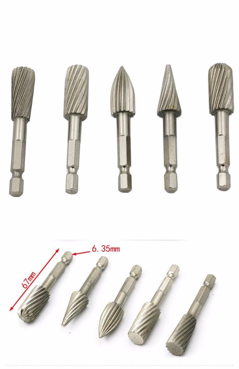 Bộ 5 mũi khắc, mài, làm lũa HSS cao cấp-lõi 6mm