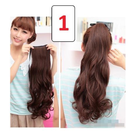 [HCM]Tóc giả cột đuôi xoăn 48cm - Đen