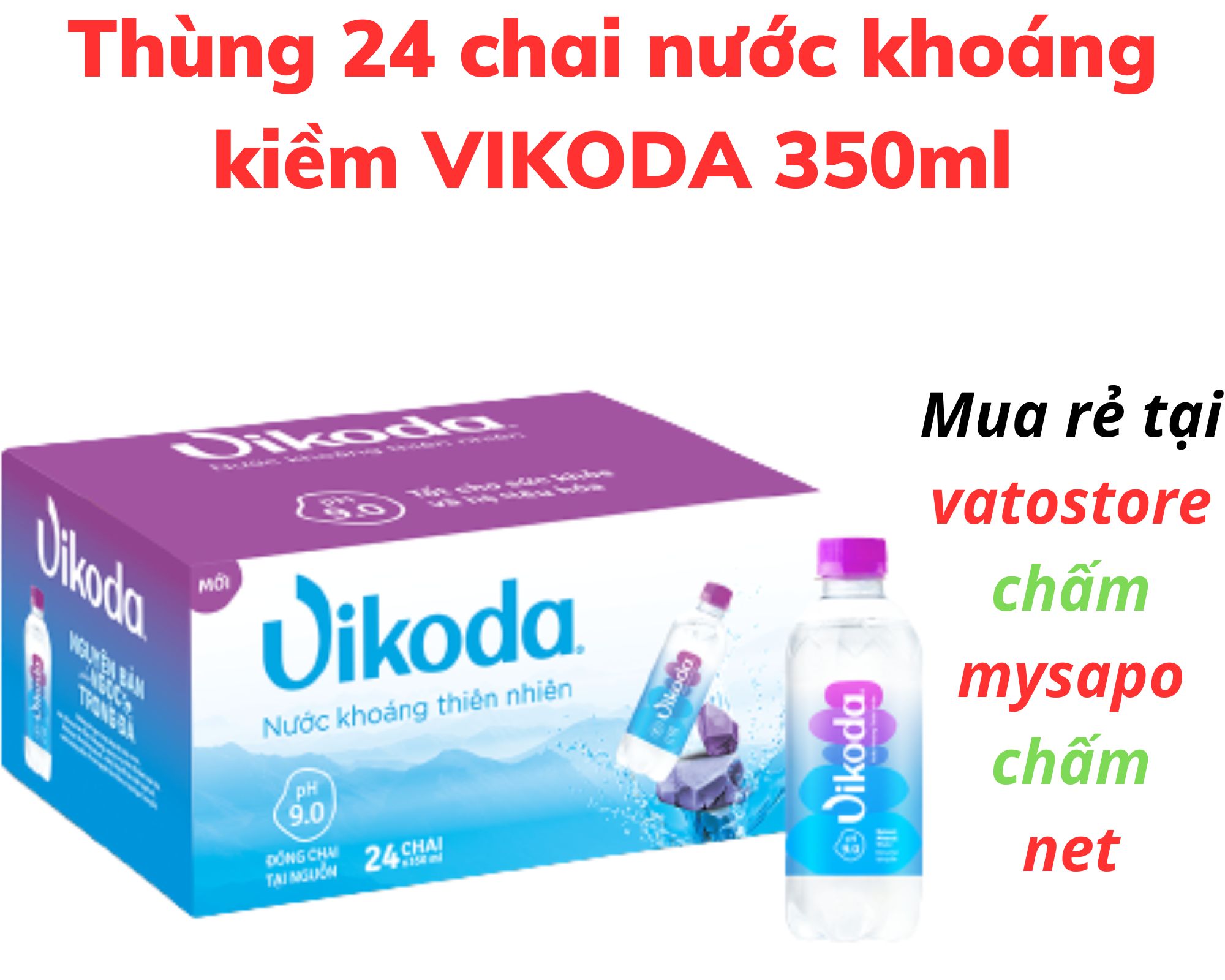 Thùng 24 chai nước khoáng kiềm VIKODA 350ml Lốc 6 chai nước khoáng kiềm