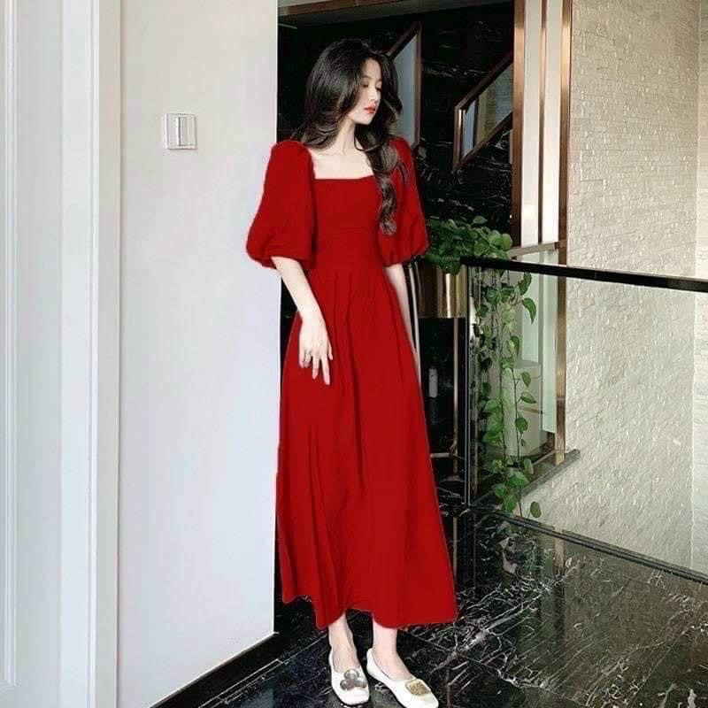 ĐẦM CỔ  VUÔNG, TAY PHỒNG (có ảnh thật) MS165