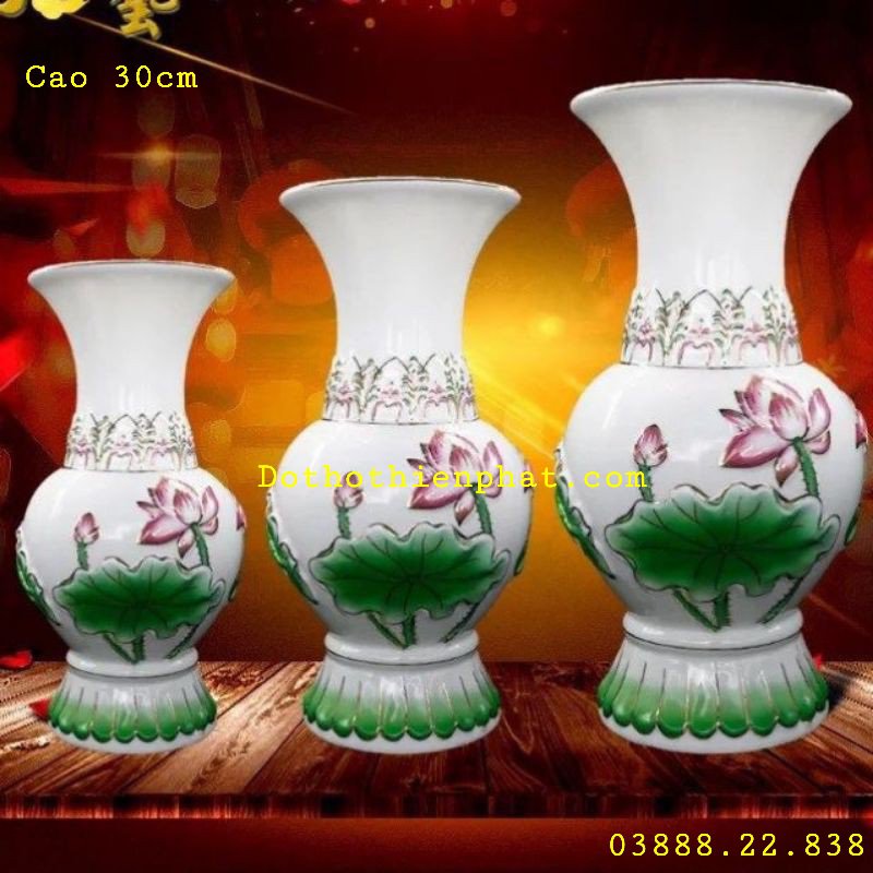 Bình Bông Hoa Sen sứ nhiều kích thước