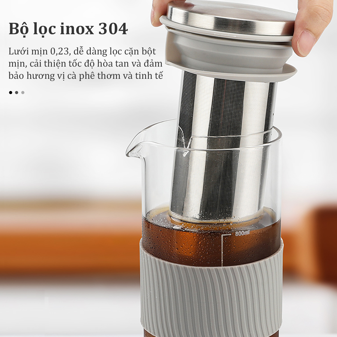 Bình pha cà phê cold brew 800ml bình pha cold brew chất liệu thủy tinh cap cấp Bình ủ cold brew bộ lọc inox 304 pha trà phin pha coffee Cold brew coffee