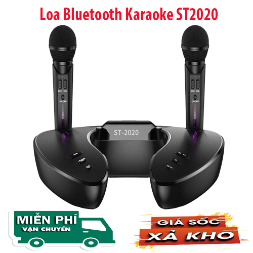 Loa karaoke bluetooth không dây, loa karaoke st2020, tặng kèm 2 micro cao cấp.