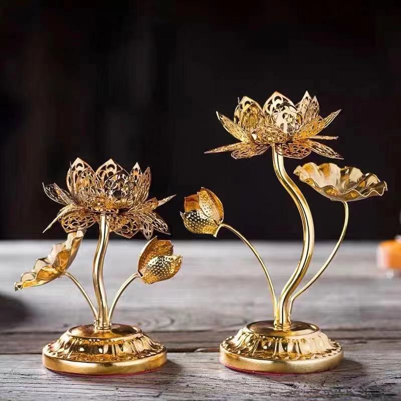 Đế Nến Hoa Sen Hợp Kim Cao 15cm