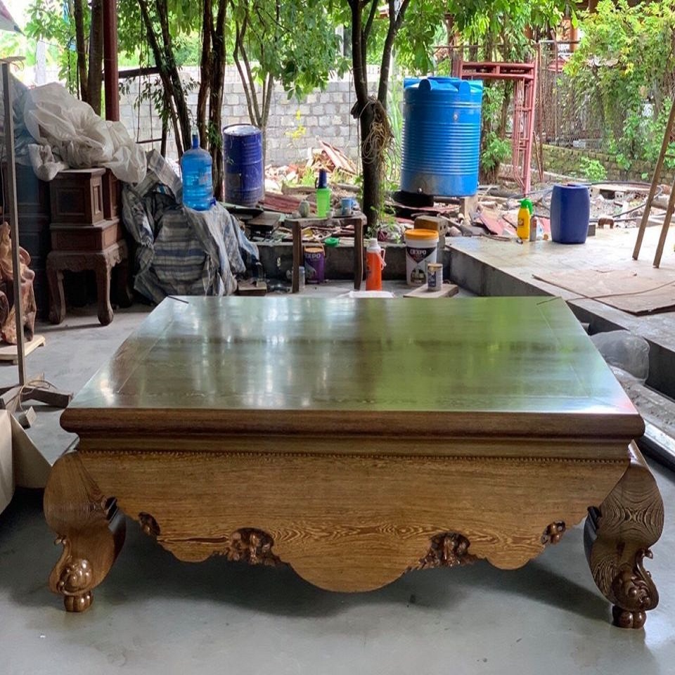 Sập Đại Chân Quỳ Dạ Cá Trơn Gỗ Mun Đuôi Công