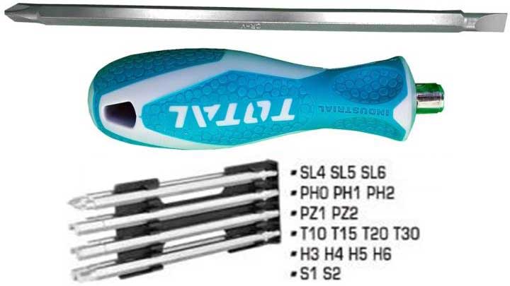 Bộ tuốc nơ vít đa năng 18 chi tiết total tht250236
