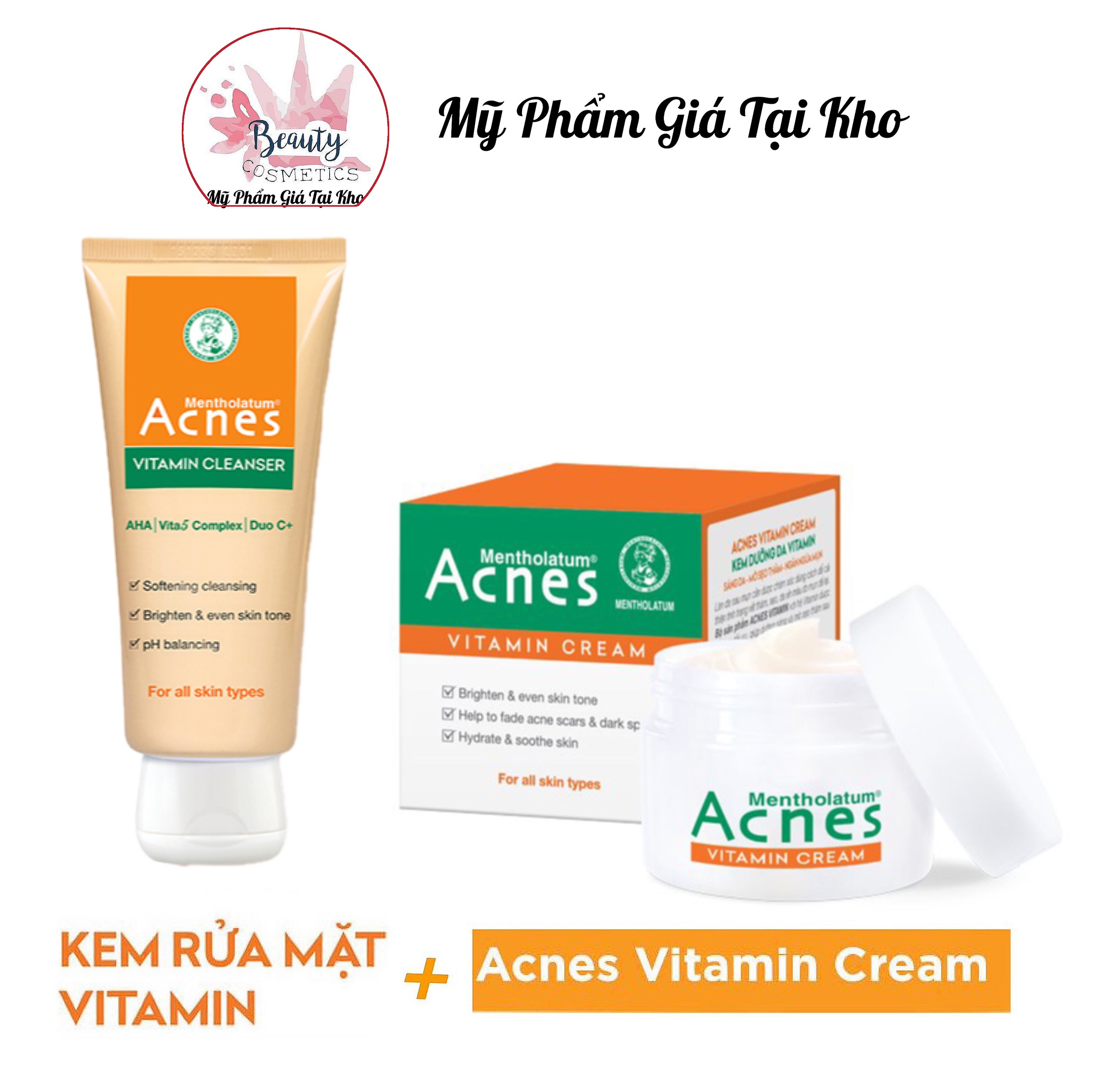 Sữa rửa mặt + Kem dưỡng da Vitamin Acnes Vitamin Cream 40g