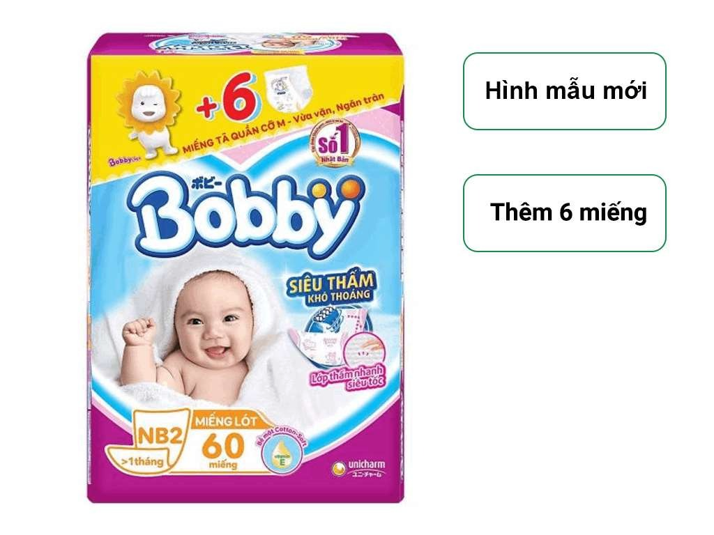 Miếng Lót Sơ Sinh Bobby Fresh Newborn 2 - 60 Miếng + 6 miếng
