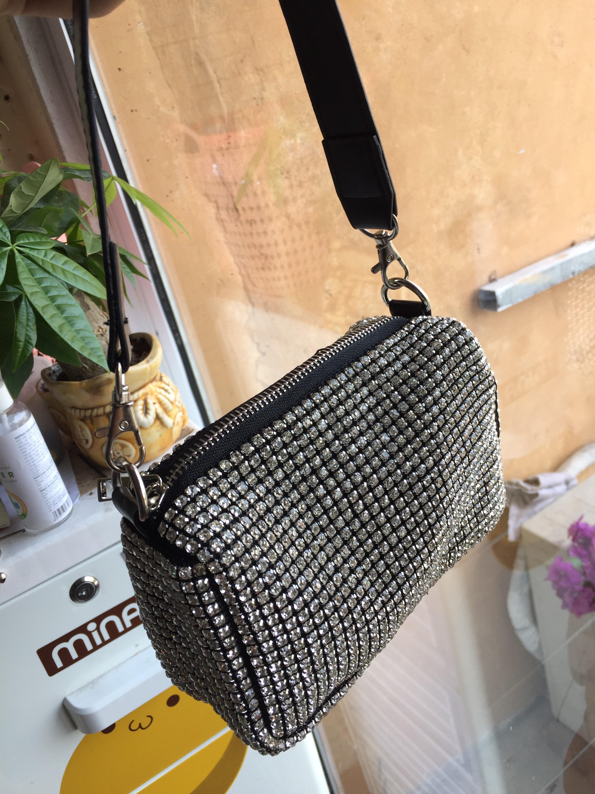 [Túi đá khâu] Túi xách nữ Clutch MC đính đá lấp lánh siêu sang