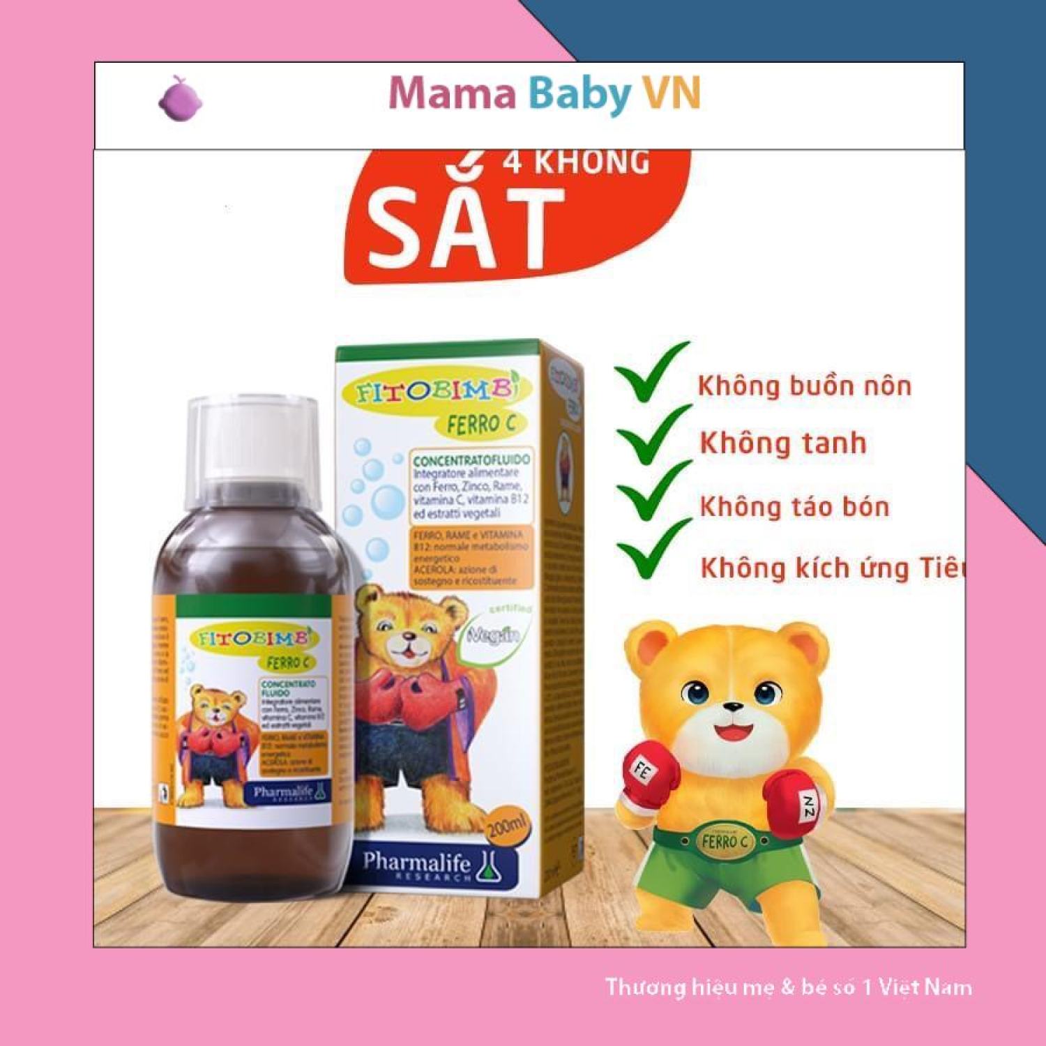 Fitobimbi Ferro C Bổ sung Sắt Vitamin C Kẽm và các Vitamin khoáng chất