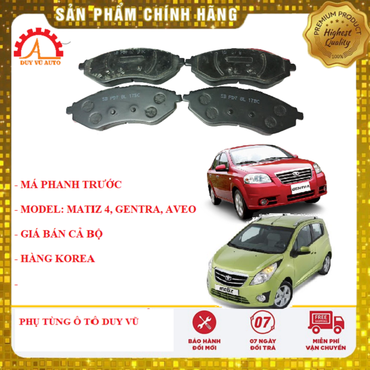 Má phanh trước gentra, aveo, bố thắng trước gentra hàng hàn quốc