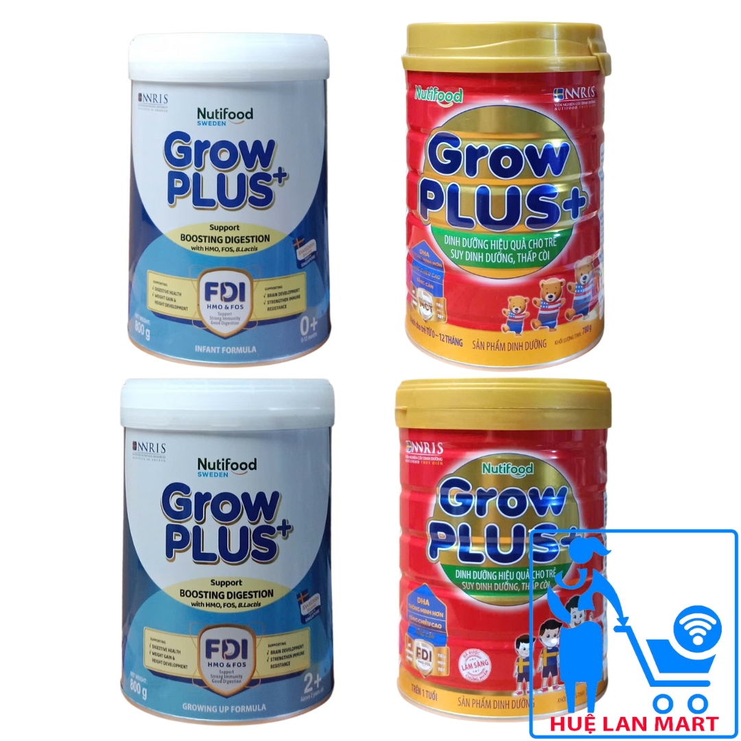 Sữa Bột Nutifood Grow Plus+ Đỏ / Xanh nhạt/ Bạc 0+/1+/2+ Hộp 800g/ 900g/780g