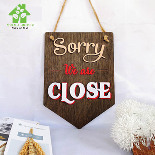 Bảng gỗ decor trang trí SHOP 🚀OPEN - CLOSE 2 MẶT🚀 (tặng kem móc treo tường)