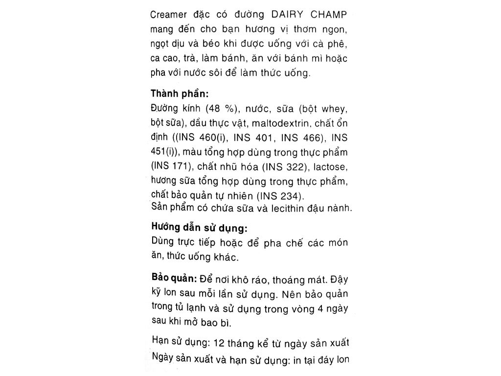 Combo 5 sữa đặc có đường Dairy Champ lon 500g