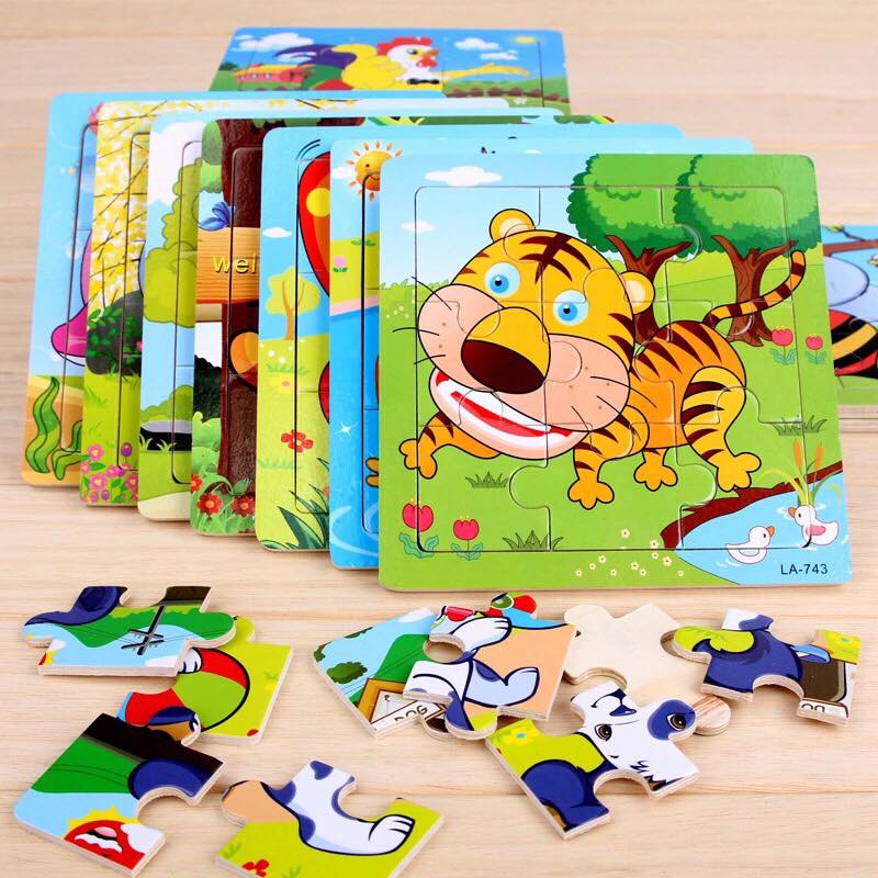 Children toy, combo 10 animal and traffic vehicle 2D puzzle series random