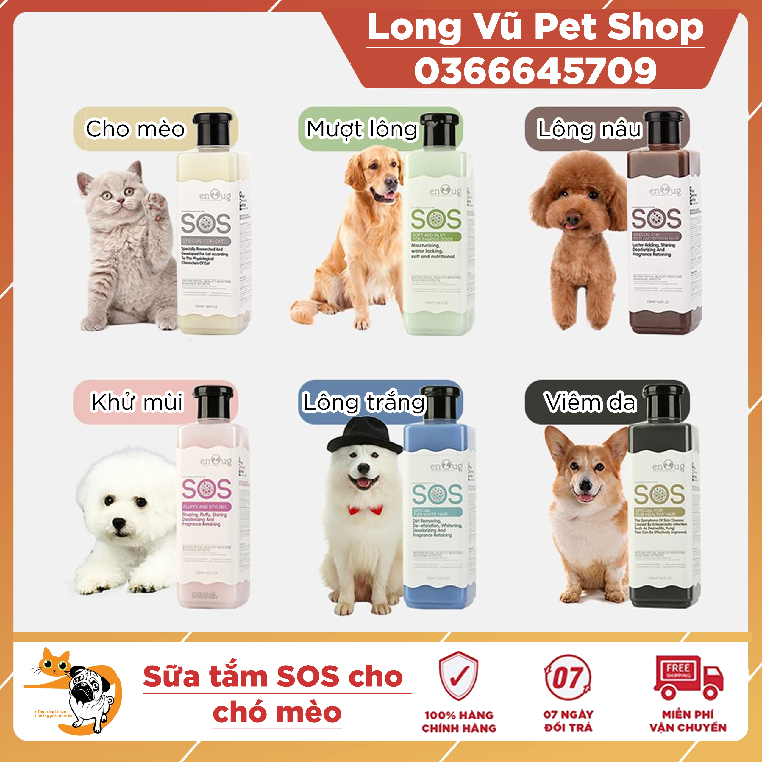 Sữa tắm cho chó lông trắng SOS 530ml