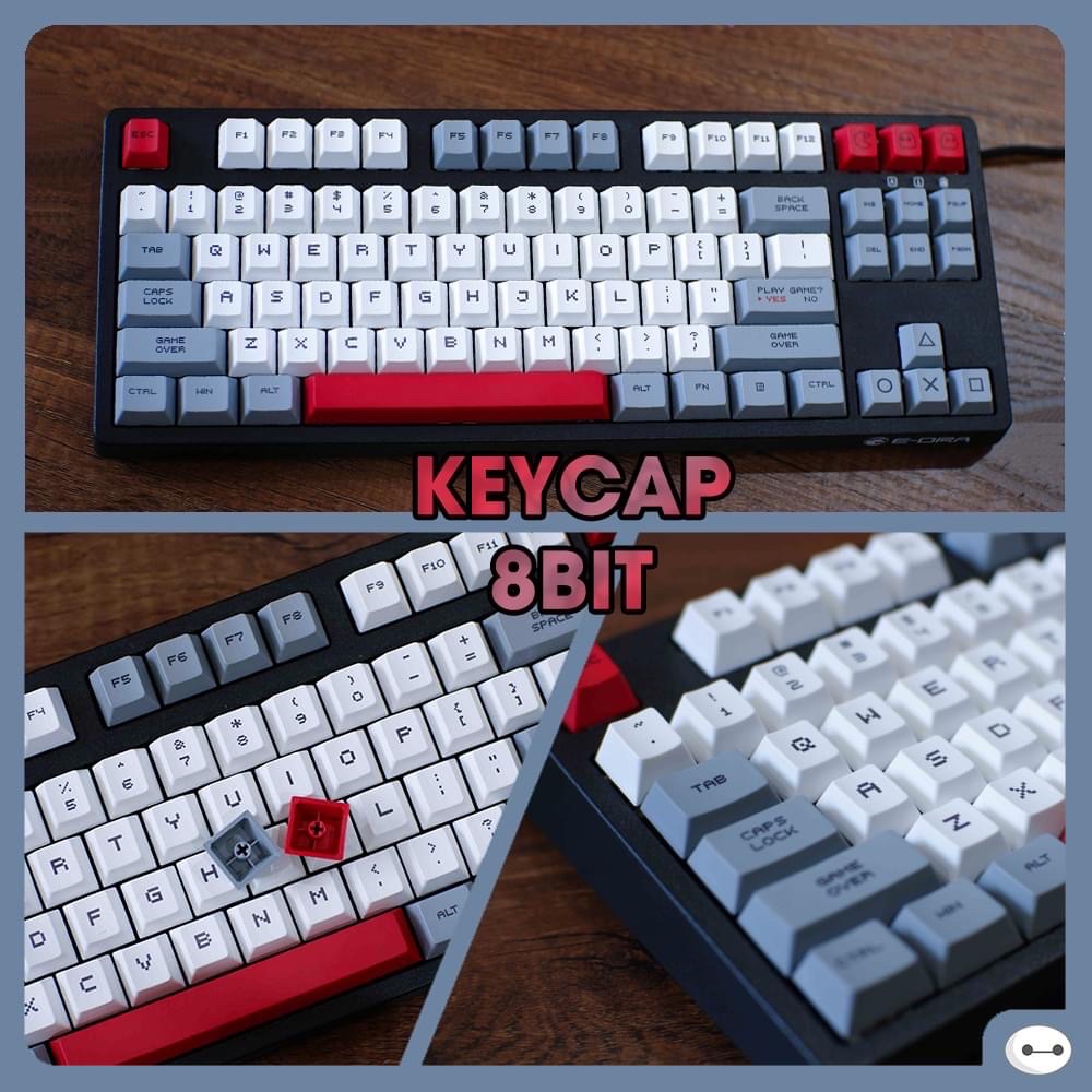 Keycap RETRO 8 BIT Thick PBT Dyesub 114 Phím Cherry Profile 88PC