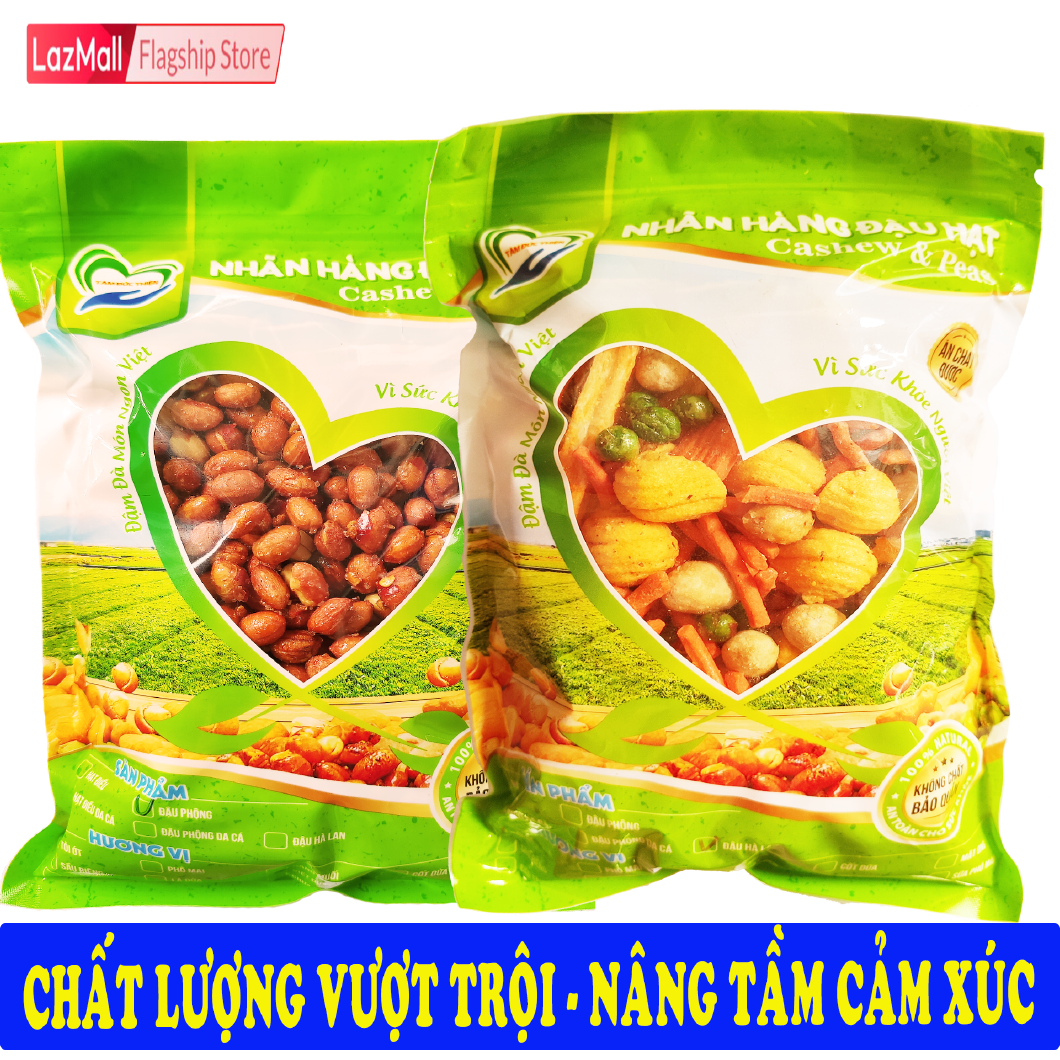 Combo 2 Túi ZIP 2 Vị: Đậu Phộng Rang Muối 500GR và Ngũ Cốc Thập Cẩm Funmix 405GR Tâm Đức Thiện Thực Phẩm Đóng Gói Đóng Hộp Ăn Liền đồ ăn vặt Lazada bánh kẹo quà Tết