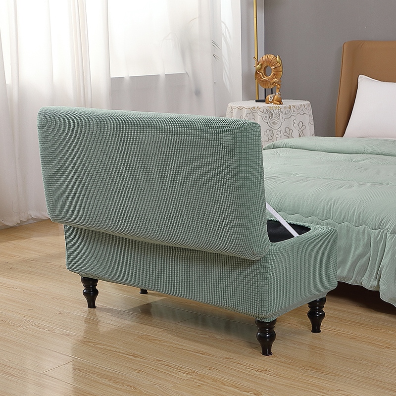 hot！【DT】✺✎  Elastic Footstool Cover Fleece Ottoman Slipcover Protector Rectangular Stool Covers for Room