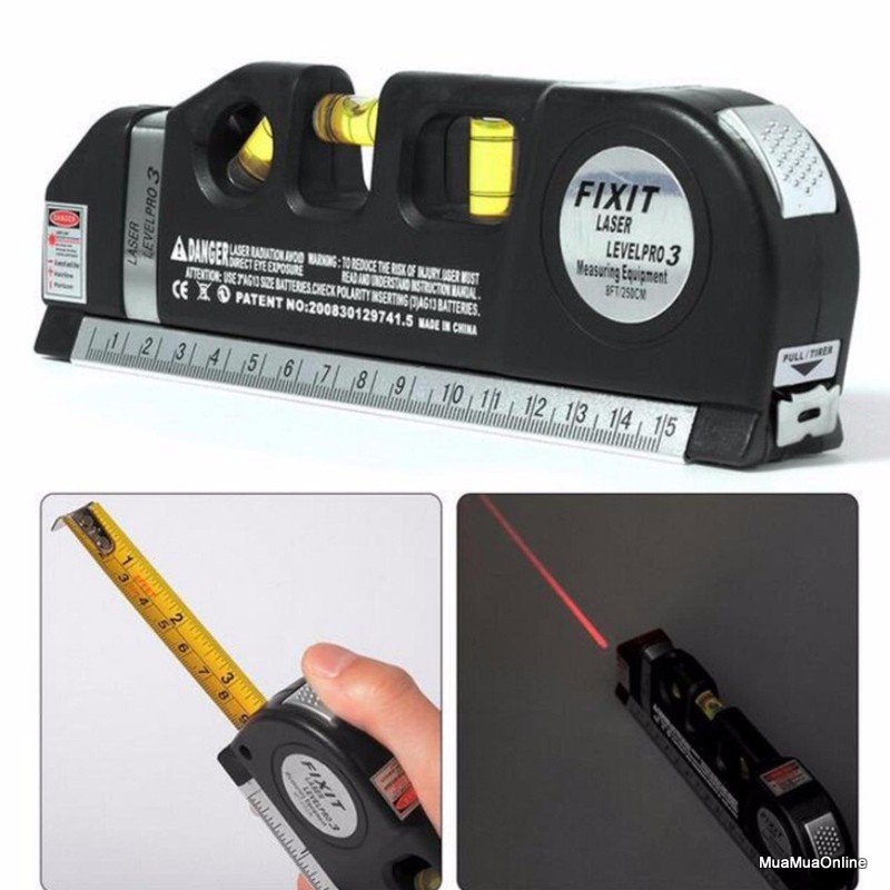 Thước Đo Laser Fixit 2 Tia Dọc Ngang Đa Năng Kèm 3 Viên Pin