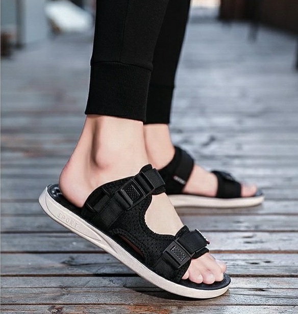🔝 Dép sandal nam 2 quai dán cao cấp đế cao su đúc chống trơn trượt, Dép quai hậu nam có thể tháo gót mẫu mới đi học đi chơi đi làm dễ phối đồ