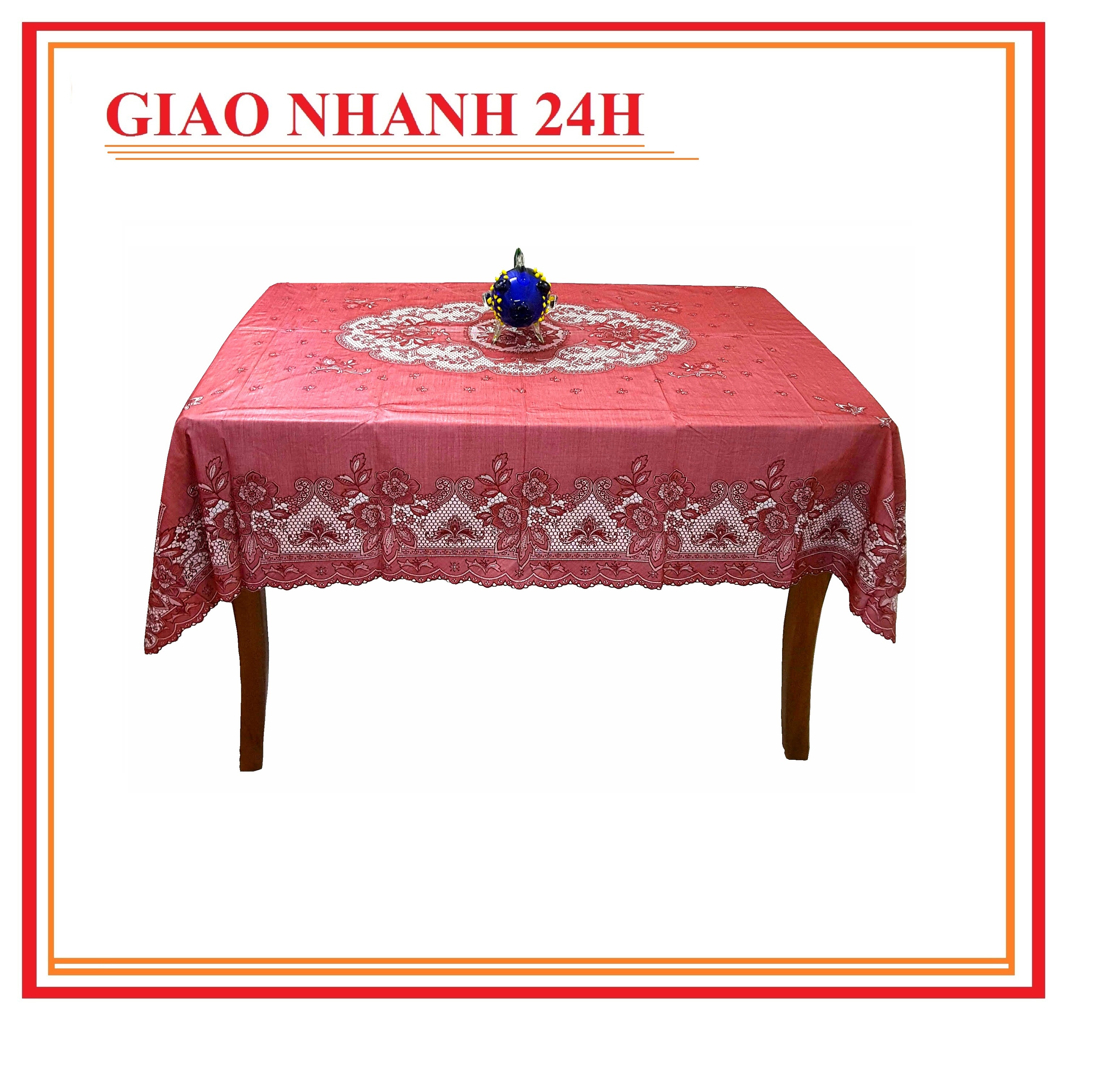 (Free 1 Food Placemat 30X45 cm) Paulee Fy116 Tablecloth [135 cm X 180 cm] Red, Luxurious Pattern - Flexible Pvc Material - Waterproof.