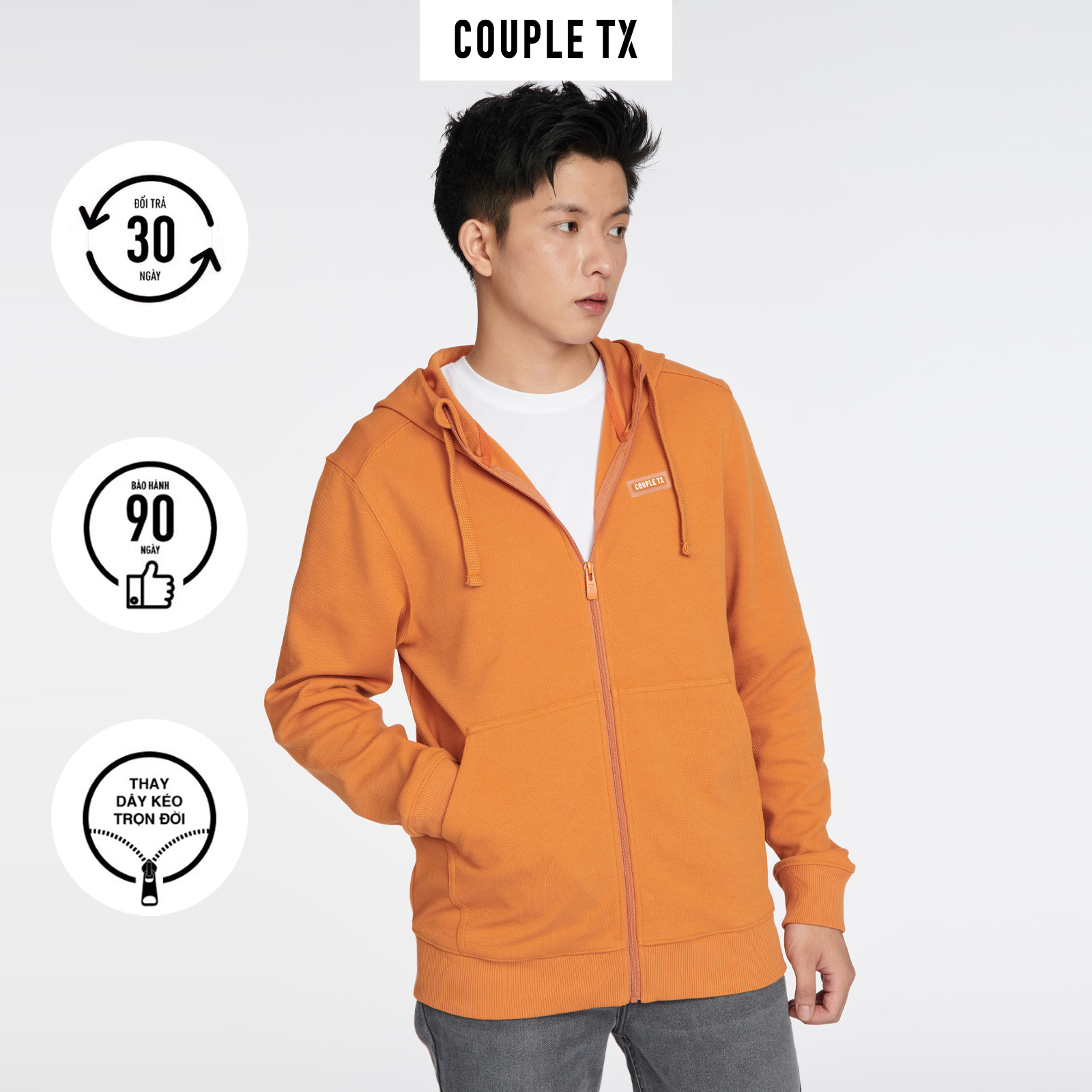 Áo khoác nam couple tx - chống nắng basic thun gân chéo có nón mok 1026/mok 1041
