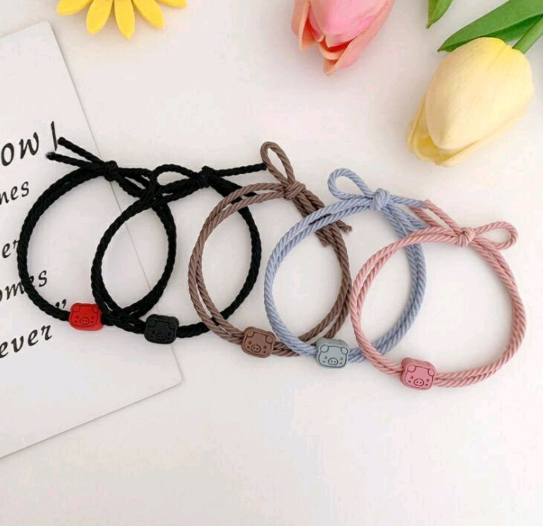 Cột tóc họa tiết icon chú heo phong cách tối giản - 01 cột