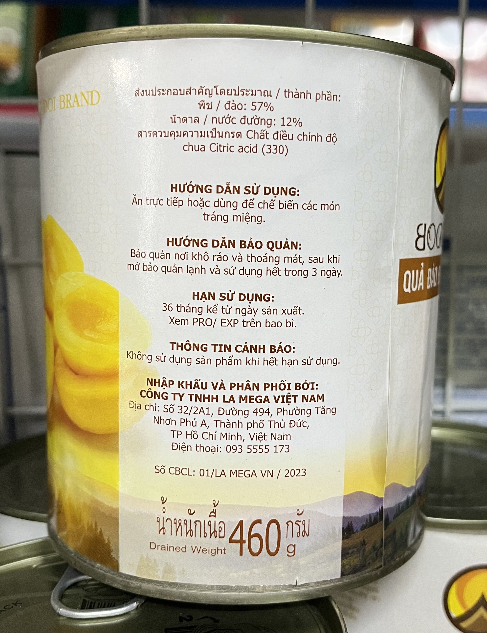 Boddob Pickled Peaches Can 820g