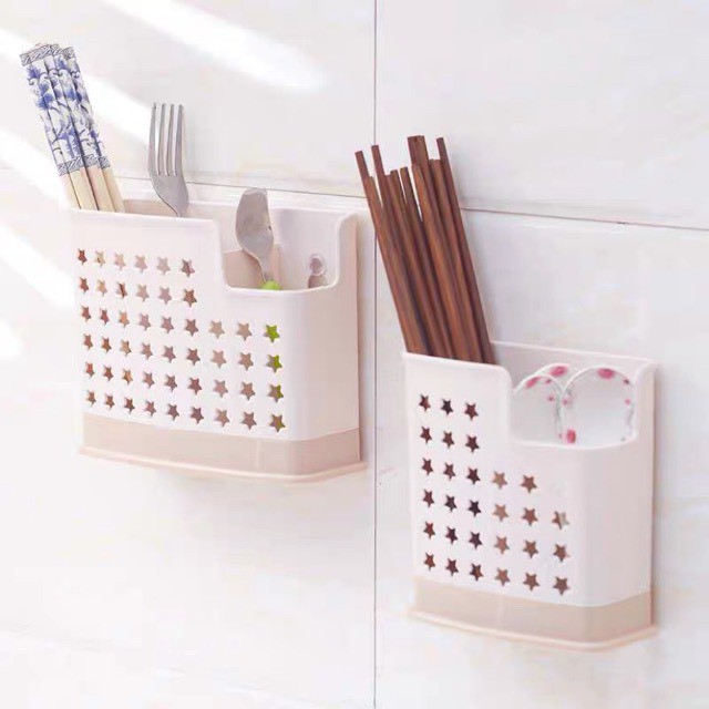 Ống đũa nhựa 3 ngăn dính tường siêu chắc 9937 9 Giao màu ngẫu nhiên )