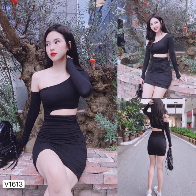 [HCM]Đầm ôm body kiểu khoét eo chất thun Borip ( có ảnh thật)
