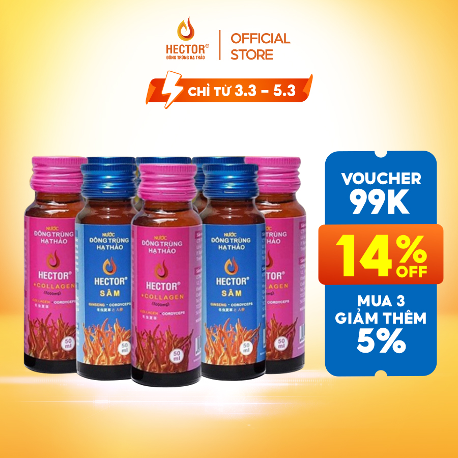 Combo Nước Đông Trùng Hạ Thảo Hector Sâm và Collagen (20chai)
