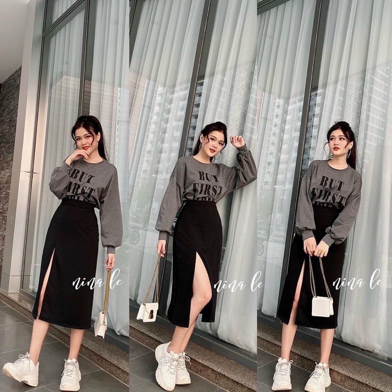 Váy xẻ tà dáng dài cho ce