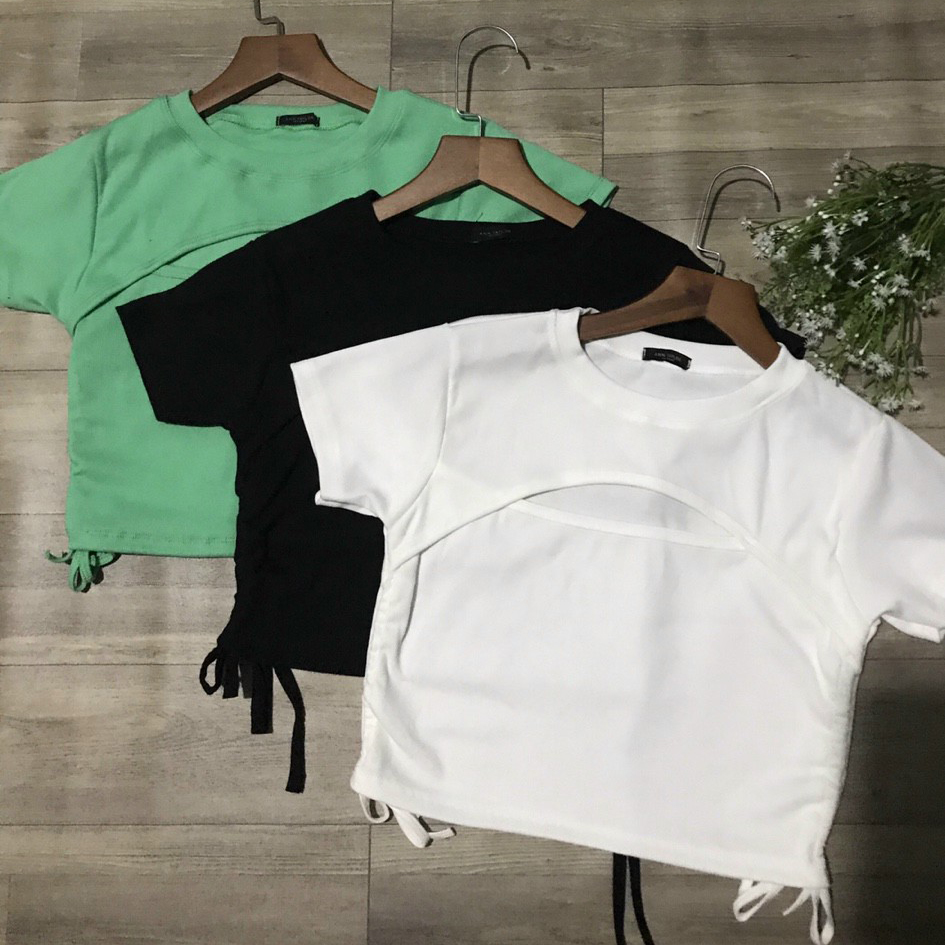 Áo thun nữ khoét ngực rút dây XINSO
