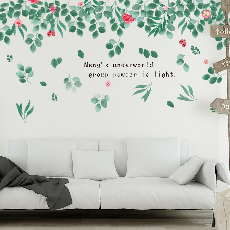 Decal dán tường tán lá hoa hồng XL8390