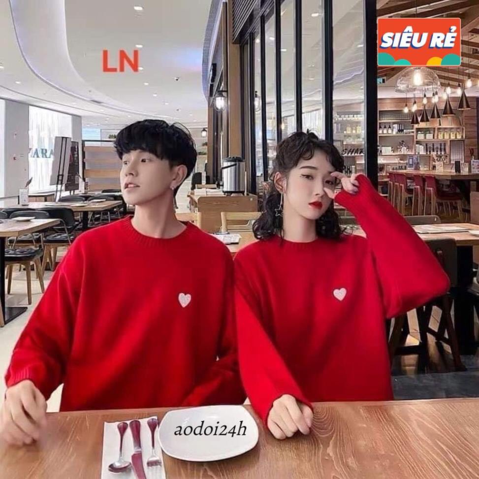 Áo sweater đỏ cặp đôi, áo nỉ đỏ trái tim tình yêu, áo hoodie, áo nỉ noel