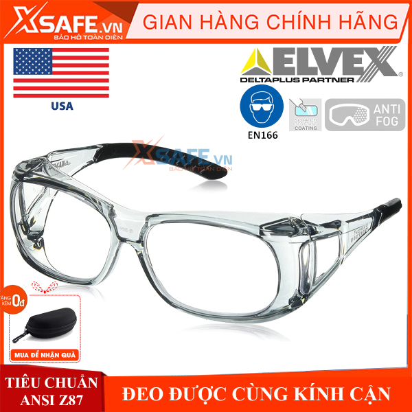 Bảng giá Kính bảo hộ chống bụi Elvex SG37C đeo được cùng kính cận, kính cao cấp từ Mỹ chống tia UV, chống bụi, chắn gió, trầy xước, đọng sương. Mắt kính trong suốt, bảo vệ mắt lao động, đi xe máy (2 màu trắng/đen) [XSAFE] [XTOOL]