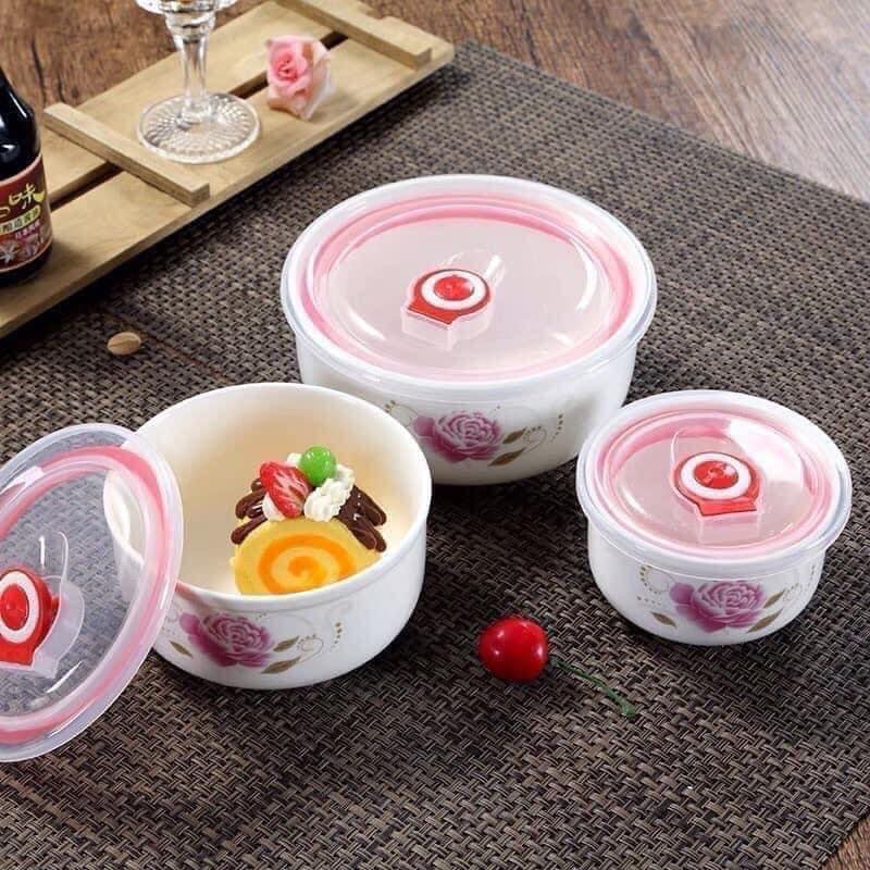 BỘ 3 BÁT SỨ CÓ NẮP HÚT CHÂN KHÔNG