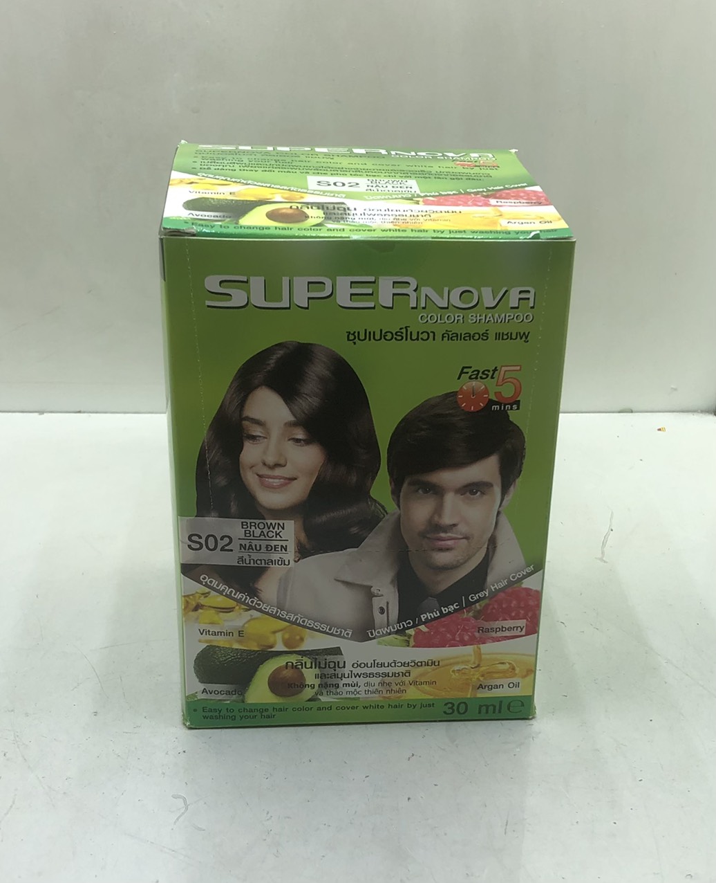 Phủ bạc Dầu gội nhuộm tóc là nâu đen Thảo Dược Super Nova Color Shampoo 5-10 phút che phủ tóc bạc 100% Thái Lan