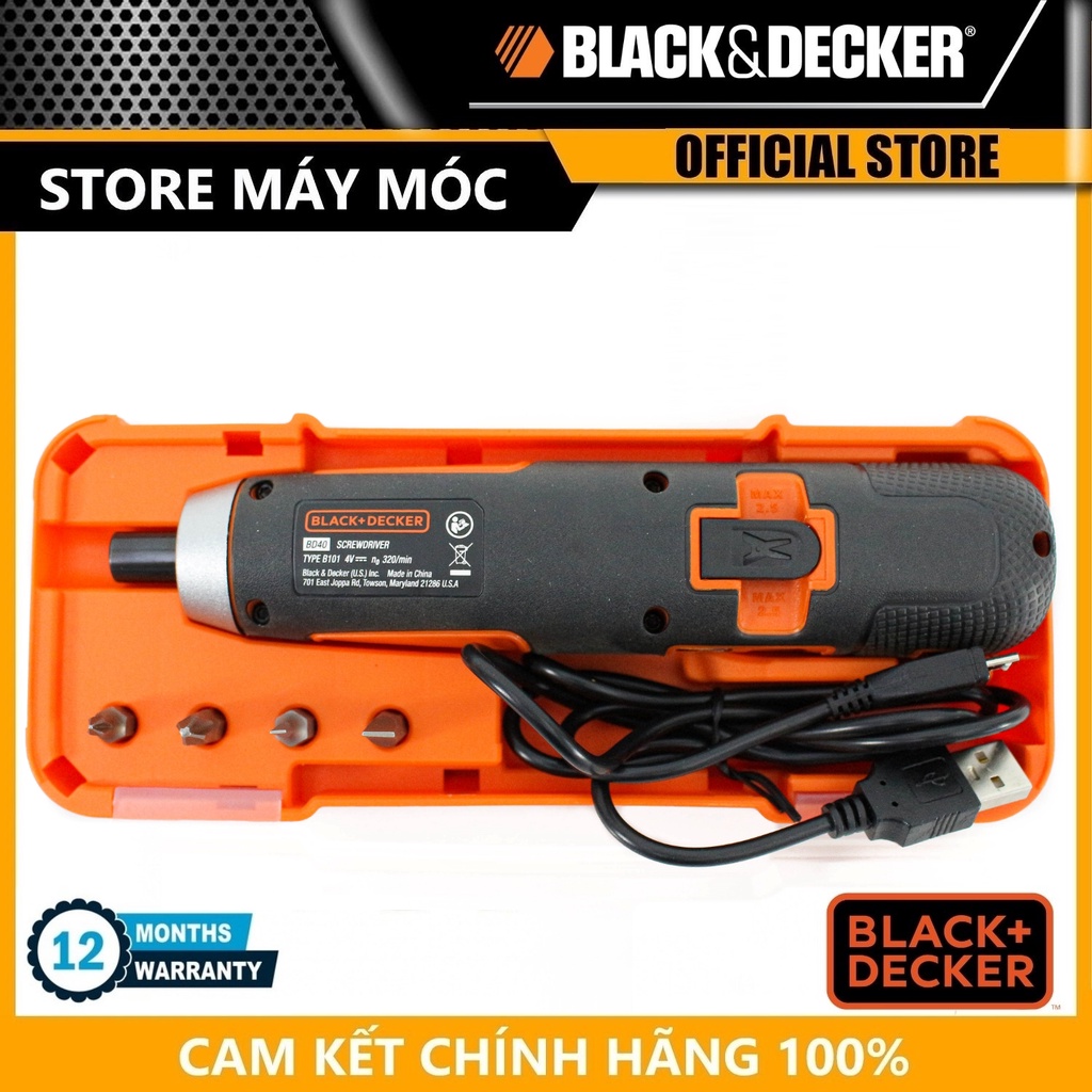MÁY VẶN VÍT CẦM TAY 4V BLACK & DECKER BD40K4-B1- HÀNG CHÍNH HÃNG