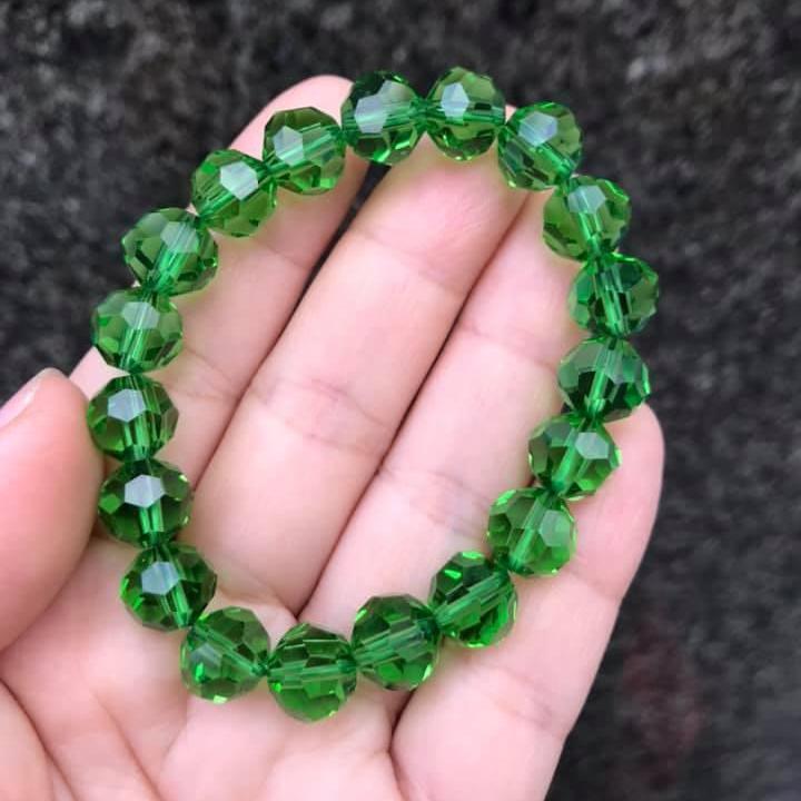 [HCM]VÒNG TAY PHA LÊ XANH LÁ HẠT 10LY