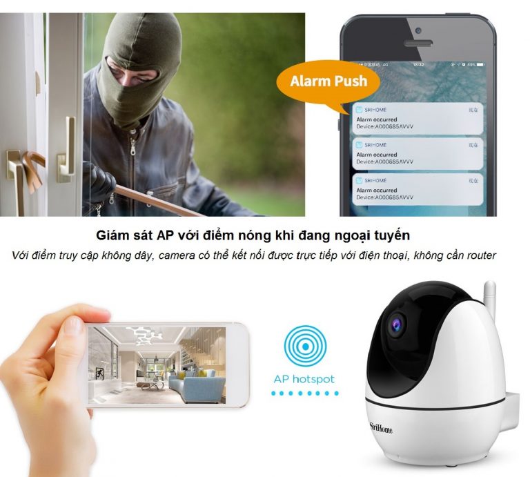 [HCM]CAMERA WIFI SRIHOME SH026. Bảo hành 24 tháng.