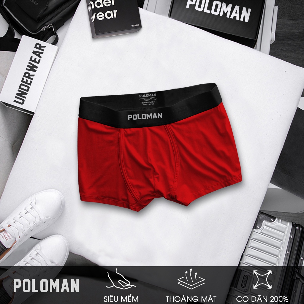 Boxer Sịp đùi Lụa Sữa POLOMAN Quần Lót Nam Thun Lụa Chất Đẹp Sịp Mát Lạnh