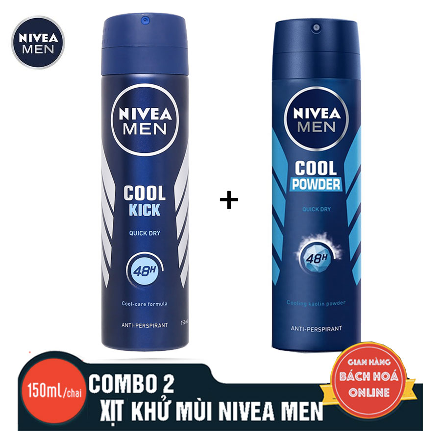 2 chai xịt khử mùi mát lạnh cho nam NIVEA MEN - 150ml/chai- Giao mẫu ngẫu nhiên