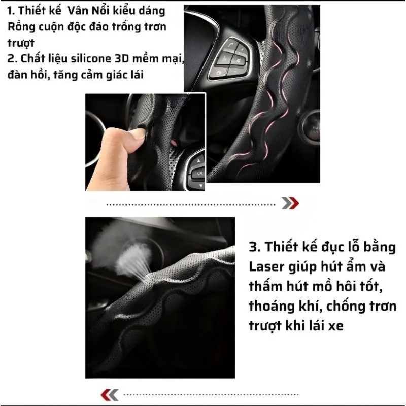 Bọc Vô Lăng Da Thật Vân Cacbon  Sang Trọng
