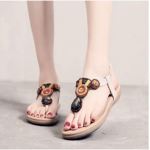 [HCM]Giày sandal đế bệt đính ngọc