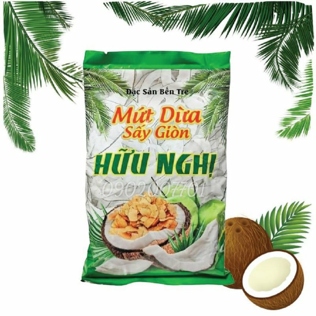 Combo 2 Túi Mứt dừa sấy giòn Hữu Nghị - túi 275g - đồ ăn vặt ngon-đồ ăn vặt-tết-bánh mứt tết