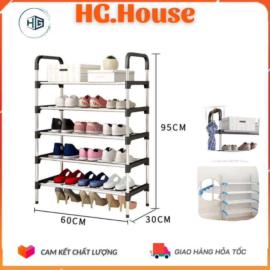 Kệ giầy dép inox 5 tầng đa năng dễ lắp ráp, bền, đẹp - Kệ đựng giày - Kệ giày 5 tầng