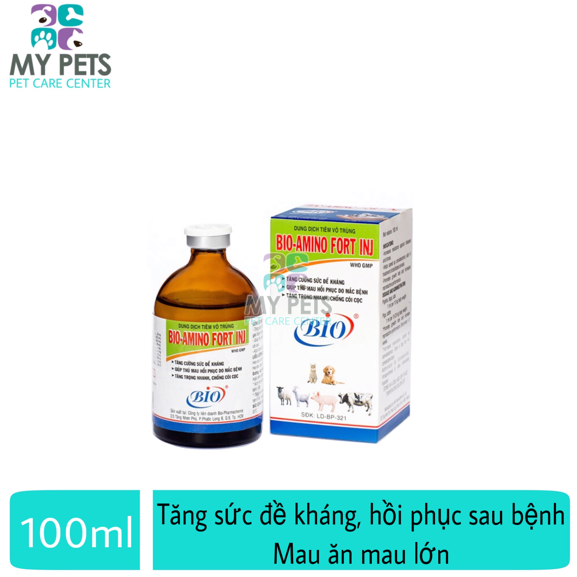 Thuốc tiêm tăng sức đề kháng, hồi phục sau bệnh, chống còi cọc cho chó mèo - Bio Amino Fort INJ 100ml